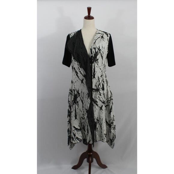 XD Xenia Design Sz 38 L 8 Black Gray Linen Blend Lagenlook Dress - Picture 9 of 10